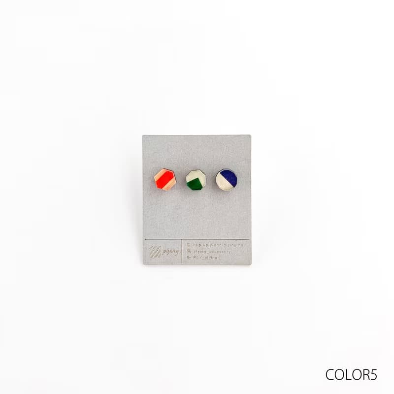 カラフルパターンイヤリング　３pieces