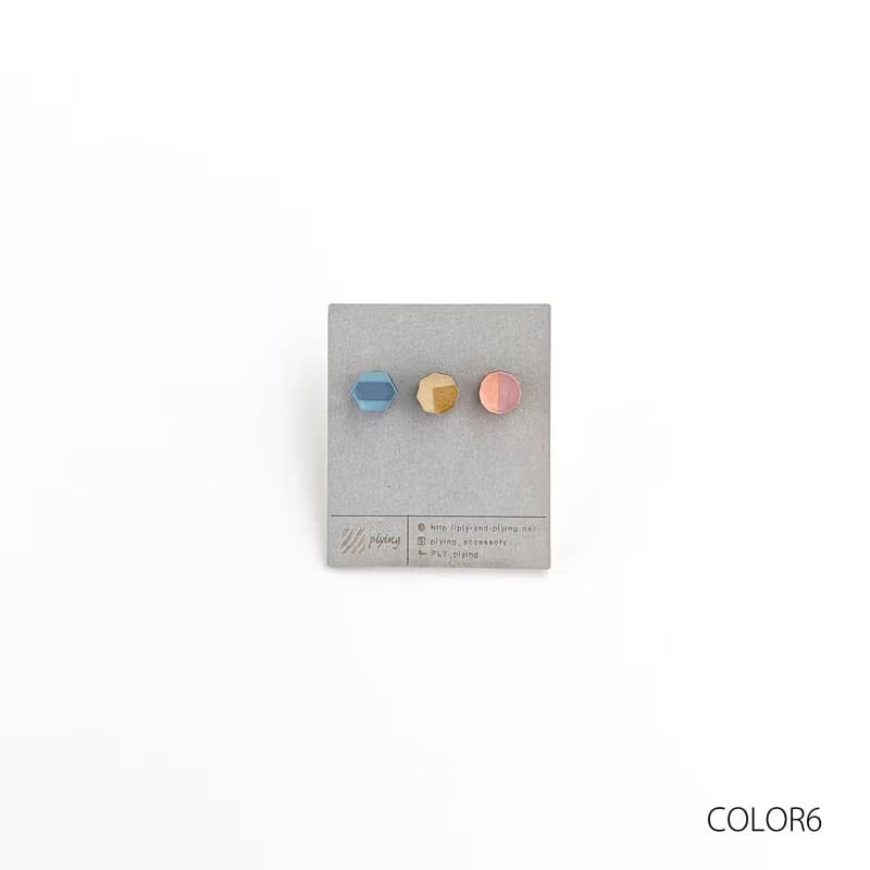 カラフルパターンイヤリング　３pieces