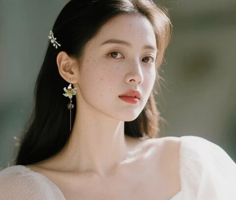 手工琉璃金葉花朵 優雅復古耳線長款垂墜耳環