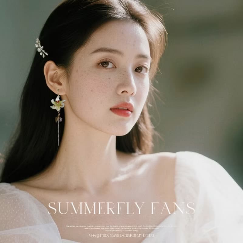 手工琉璃金葉花朵 優雅復古耳線長款垂墜耳環