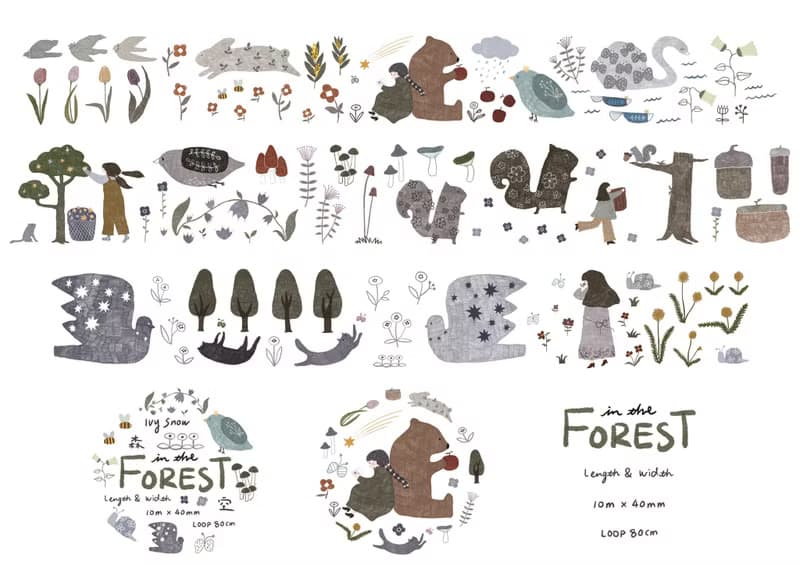 In the Forest PET膠帶 霧面 紙膠帶 Ivy Snow 森空