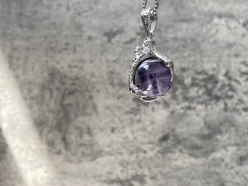 【紫氣東來。龍爪珠項鍊】鈦鋼鏈、紫水晶|霸氣、龍年、男性項鍊