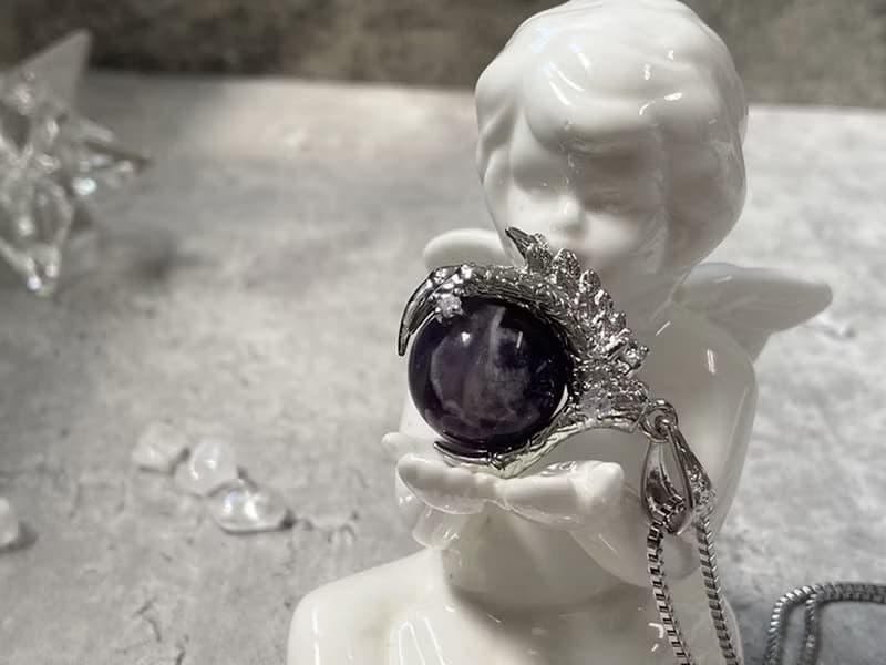 【紫氣東來。龍爪珠項鍊】鈦鋼鏈、紫水晶|霸氣、龍年、男性項鍊