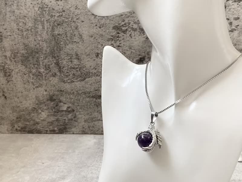 【紫氣東來。龍爪珠項鍊】鈦鋼鏈、紫水晶|霸氣、龍年、男性項鍊