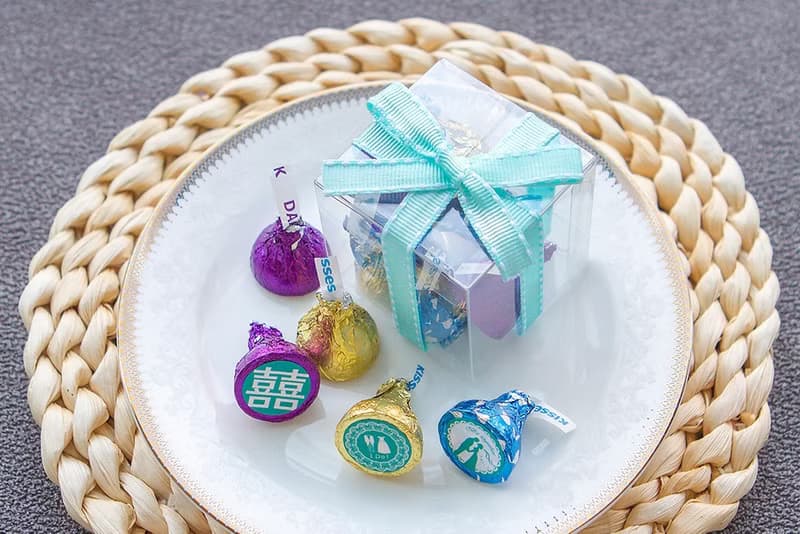 婚禮小物 KISSES水滴巧克力8顆入小禮盒(Tiffany色緞帶)