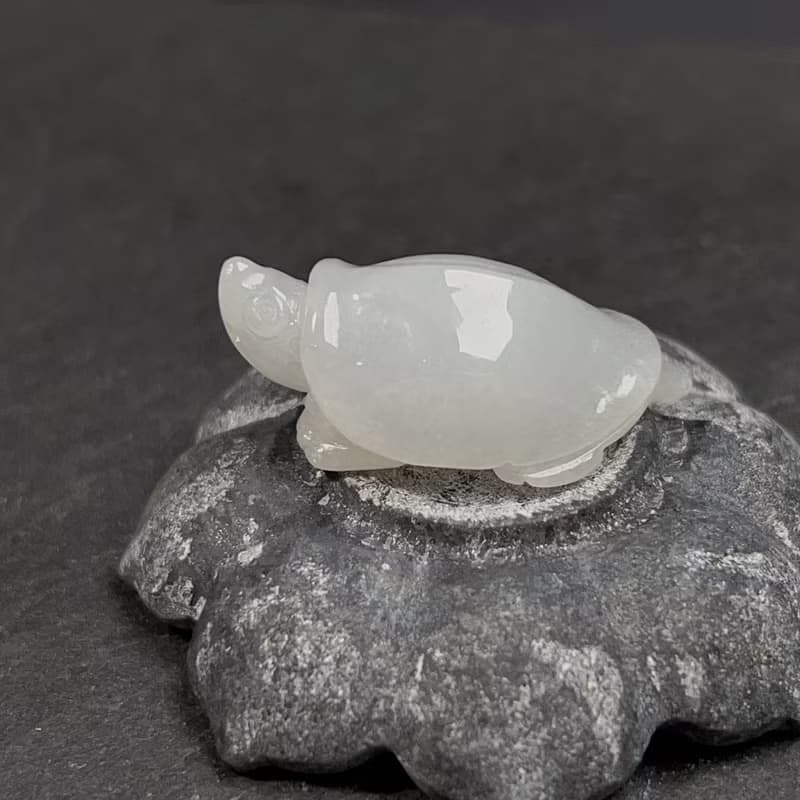 白翡翡翠烏龜擺件 | 天然緬甸玉A貨翡翠 | 送禮