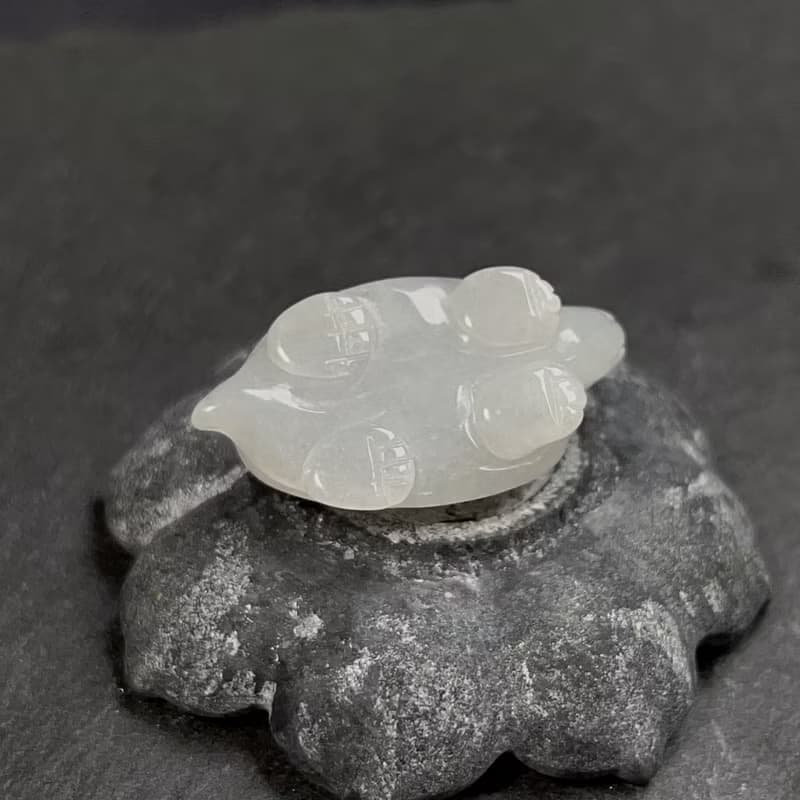 白翡翡翠烏龜擺件 | 天然緬甸玉A貨翡翠 | 送禮