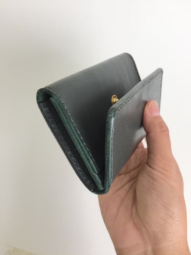 畢業禮物/低調綠卡夾、名片夾 皮革手工縫製