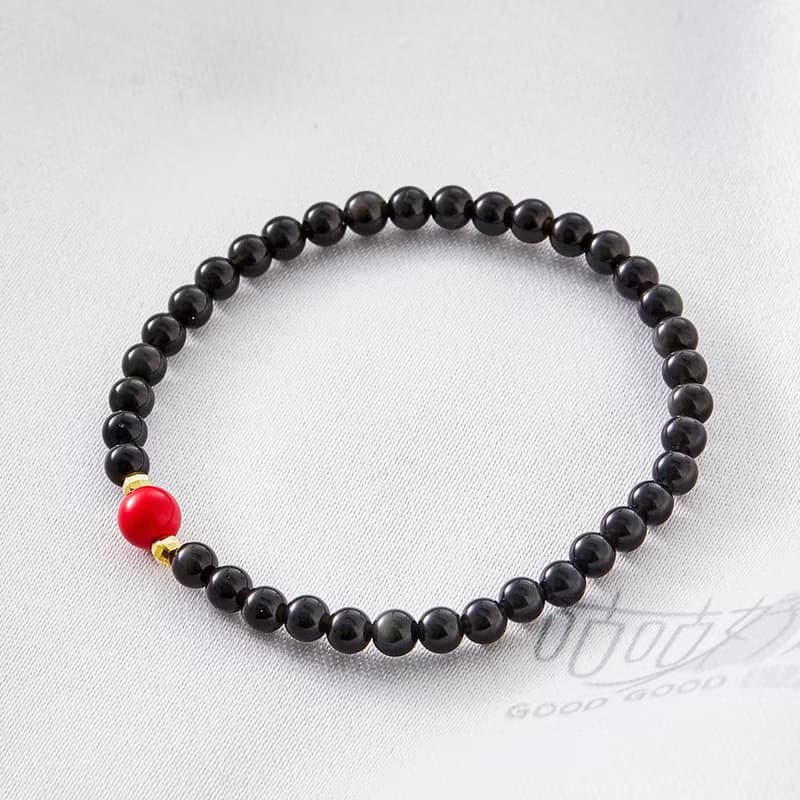 吸收負能量天然黑曜石極細氣質手鍊(含開光)轉運開運、守護愛情