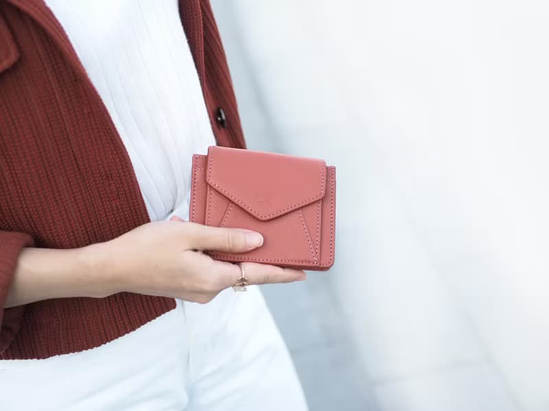 Daily (Coral) : Mini wallet, short wallet, cow leather, Orange-Brown