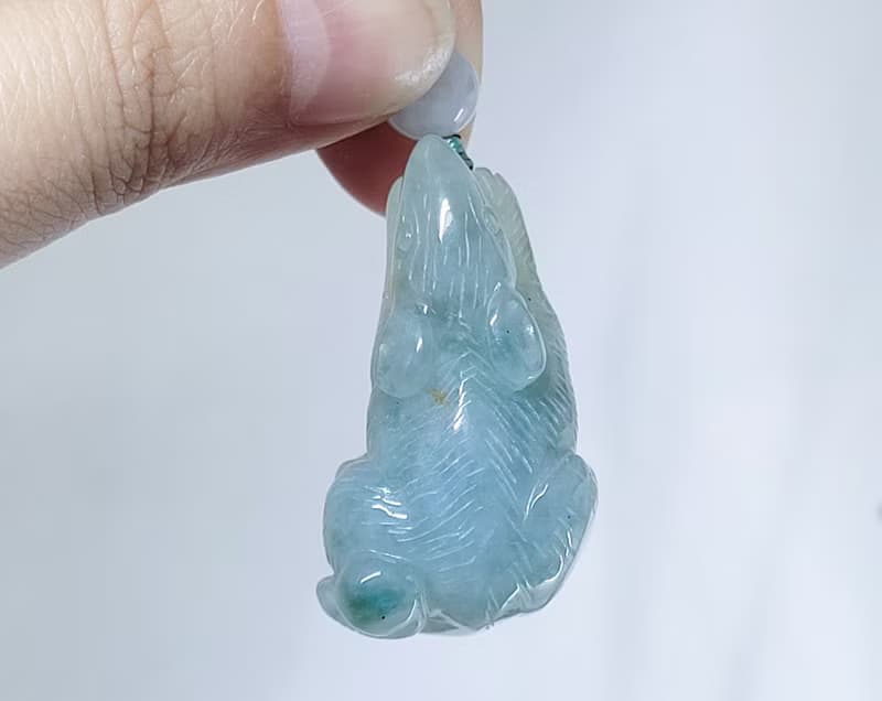 【親翠】天然翡翠 冰藍綠飄硃砂紅鼠項鍊  | 生肖鼠 | 招財儲財