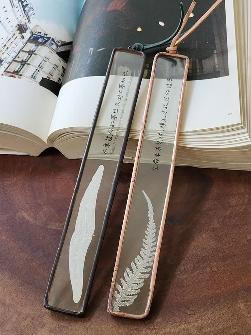 植物圖鑑∣羊齒蕨∣玻璃鑲嵌∣花草標本勵志語書籤