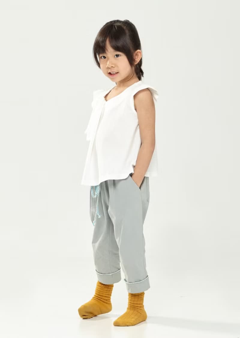 Ángeles-克拉洛繫帶七分褲(黃/灰)