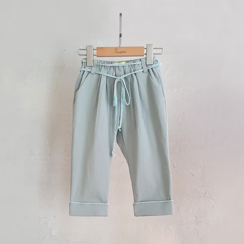 Ángeles-克拉洛繫帶七分褲(黃/灰)