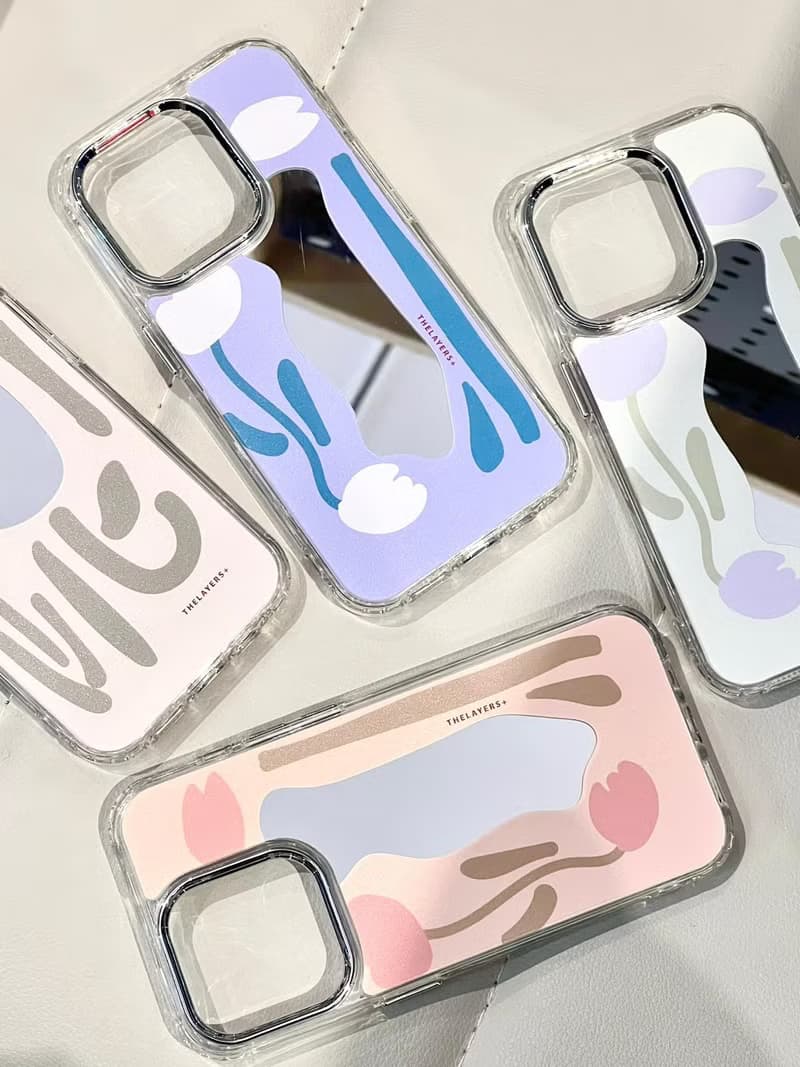 iPhone 16| 粉紫色玫瑰Blossom鏡面手機殼 | 幾何植物花朵圖案