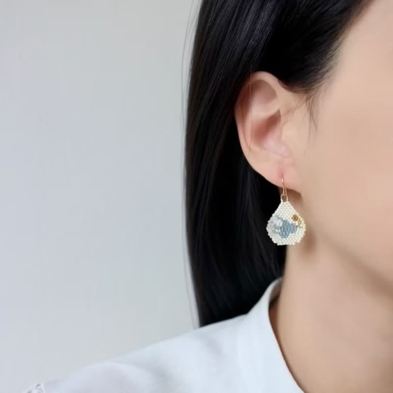 串珠耳飾_水滴/青鳥/beading earing