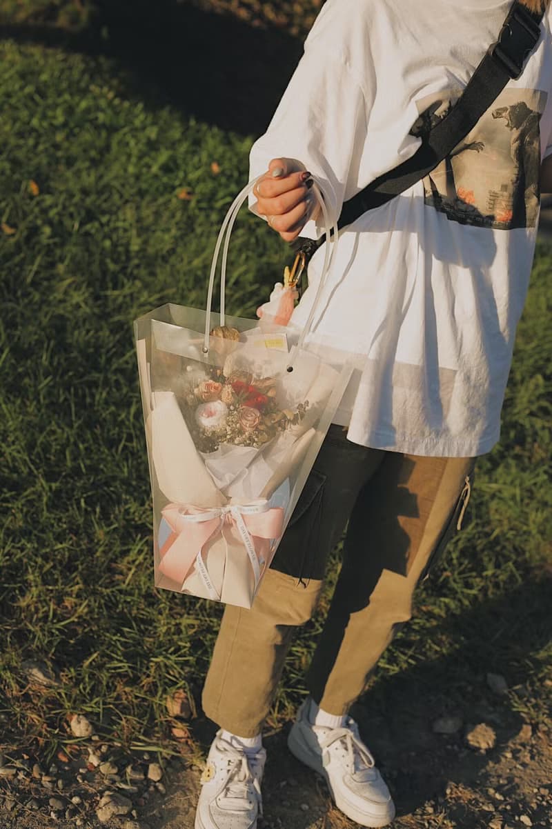 DAY OFF 愉快假期 花束專用梯形提袋 乾燥花 提袋 透明 永生花