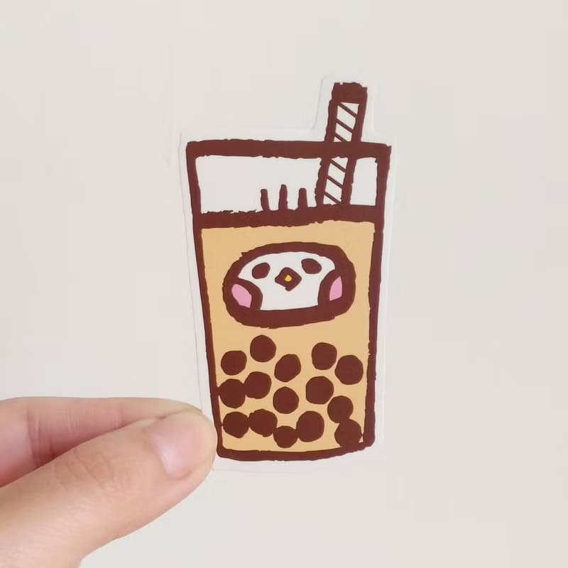 珍珠奶茶籽 插畫貼紙