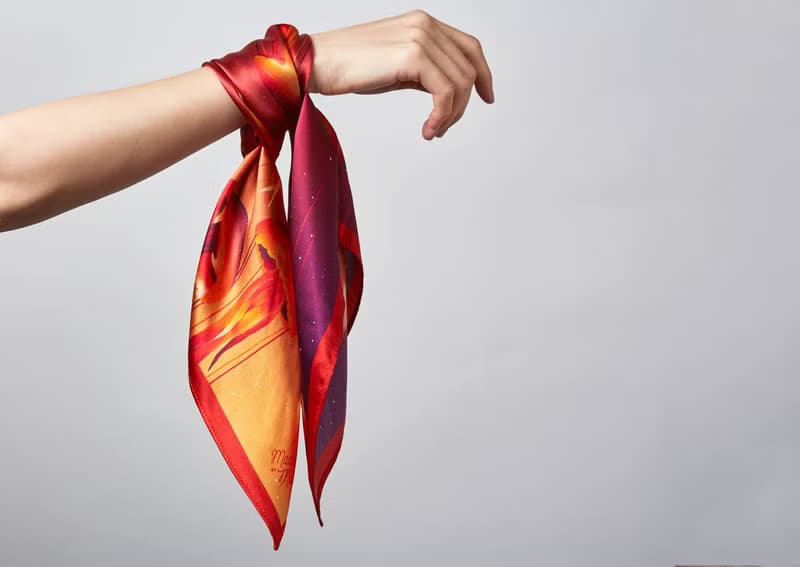 Ocean Silk Satin Scarf (Jellyfish), Pure Silk Satin, Square Scarf