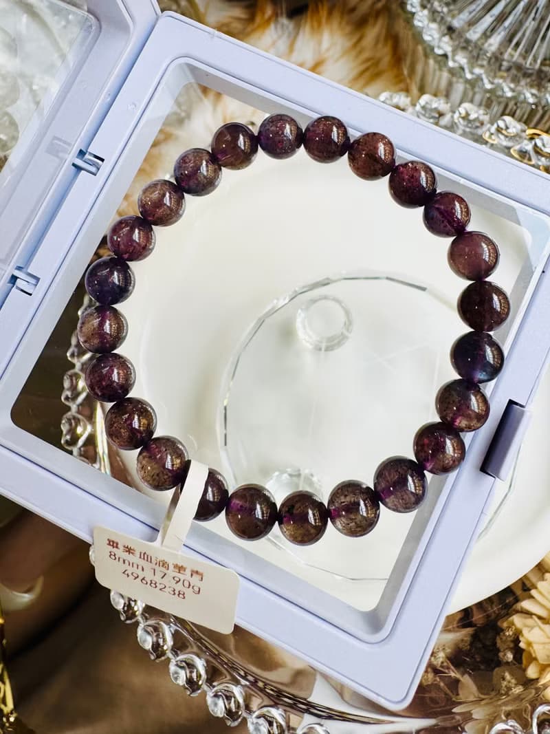 畢業璀璨血滴菫青石8mm17.90g帶彩麟光守財增加人緣開發靈性