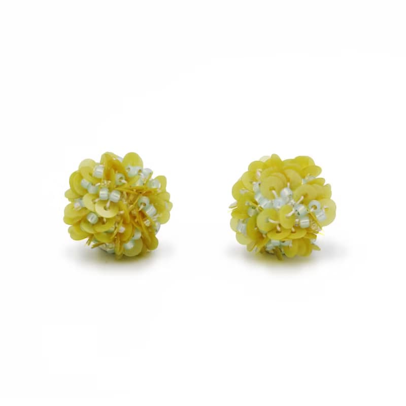 スパンコールフリル ピアス・イヤリング　yellow