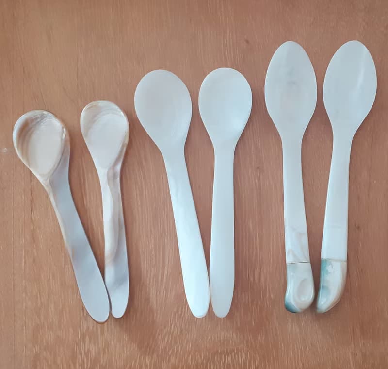 6x Mother-of-Pearl Caviar Spoons | Luxurious Shell Spoons for Caviar, Ice Cream