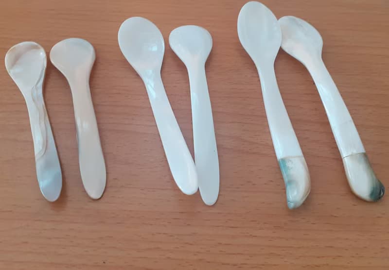 6x Mother-of-Pearl Caviar Spoons | Luxurious Shell Spoons for Caviar, Ice Cream