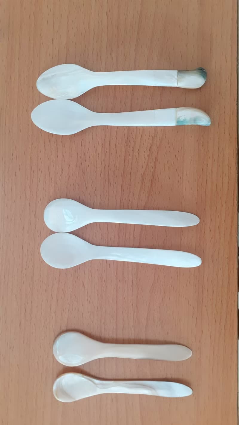 6x Mother-of-Pearl Caviar Spoons | Luxurious Shell Spoons for Caviar, Ice Cream
