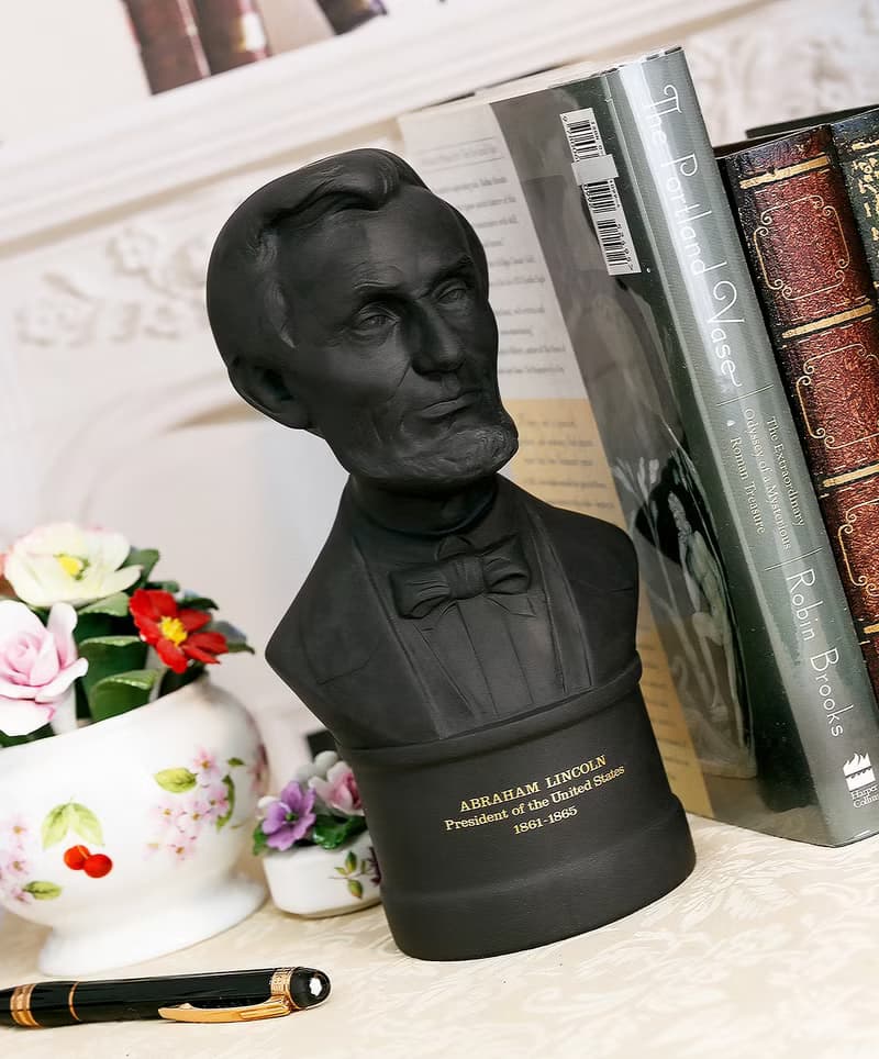 限量英國製Wedgwood玄武岩領袖林肯1971陶瓷雕像書房會議廳裝飾
