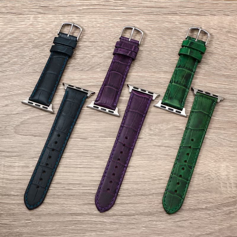冷色系鱷紋植鞣牛皮錶帶 APPLE WATCH 適用