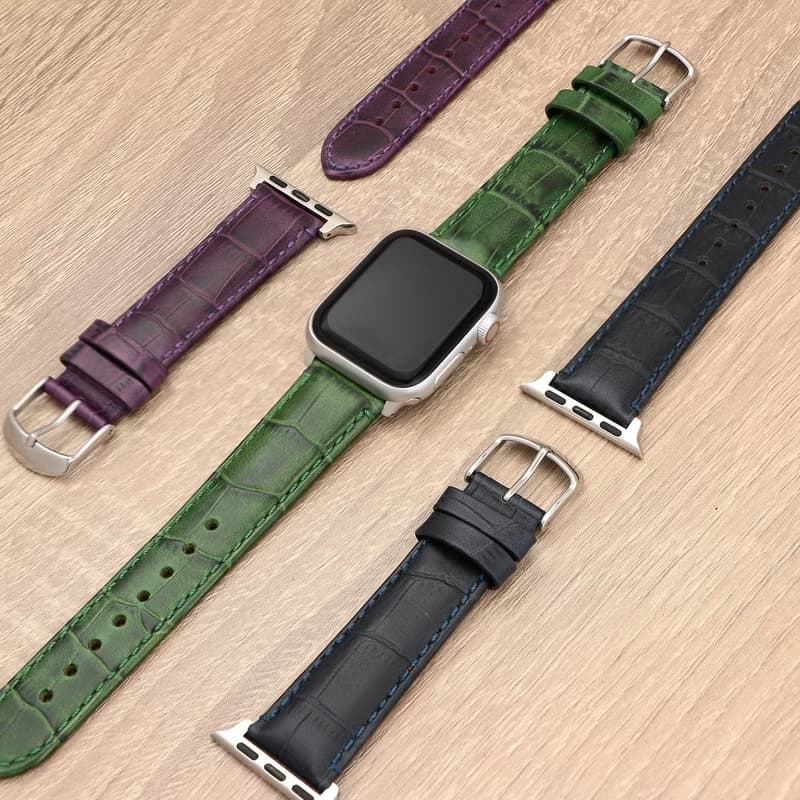 冷色系鱷紋植鞣牛皮錶帶 APPLE WATCH 適用