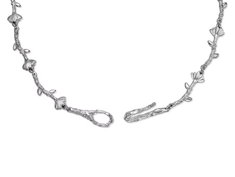 (925 Sterling Silver) Flower chain choker necklace_Gold