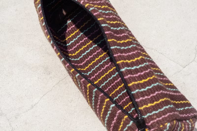 手感帆布筆袋 收納袋 編織感筆袋 民族風收納袋-三角御飯糰