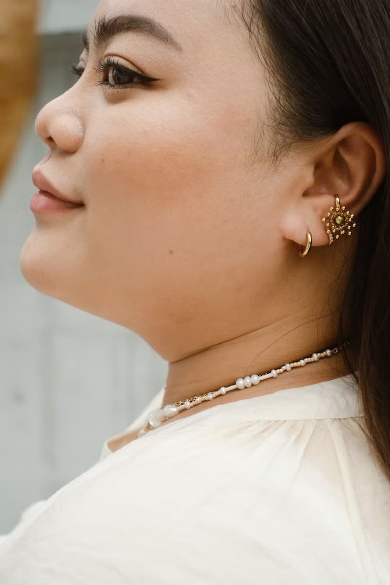 叢花耳骨夾 黃銅厚鍍18K金  施華洛世奇 SWAROVSKI 水晶珍珠