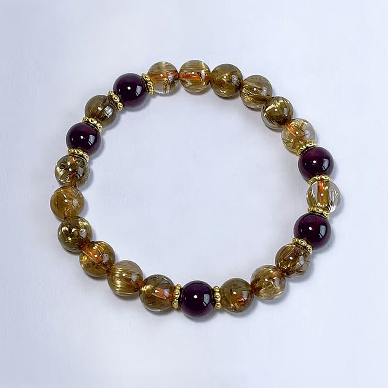 寶石系 天然礦石 鈦晶8 mm 紫牙烏 手鍊