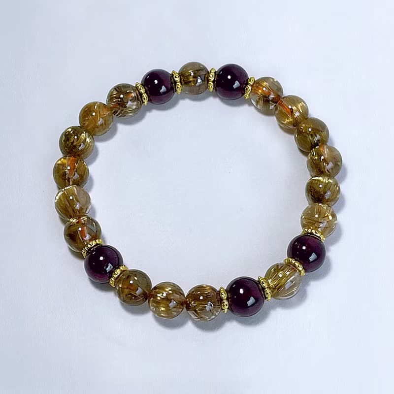 寶石系 天然礦石 鈦晶8 mm 紫牙烏 手鍊