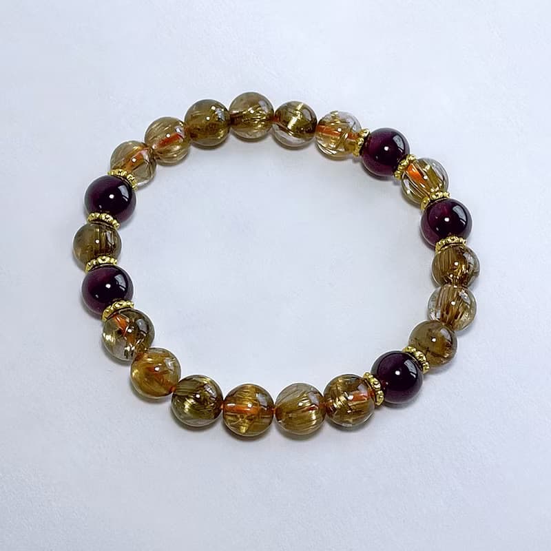 寶石系 天然礦石 鈦晶8 mm 紫牙烏 手鍊