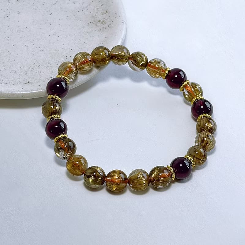 寶石系 天然礦石 鈦晶8 mm 紫牙烏 手鍊