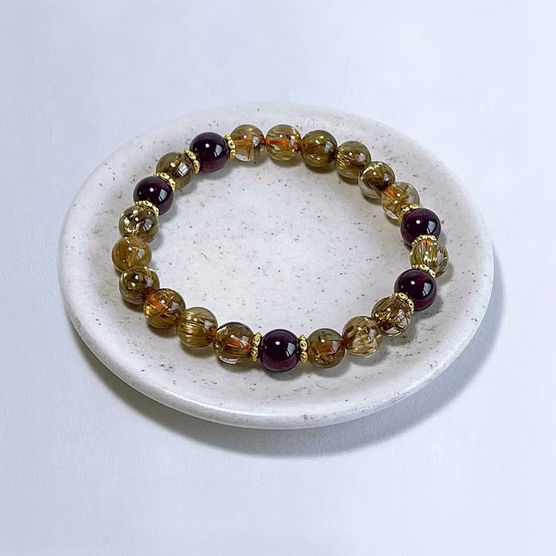 寶石系 天然礦石 鈦晶8 mm 紫牙烏 手鍊