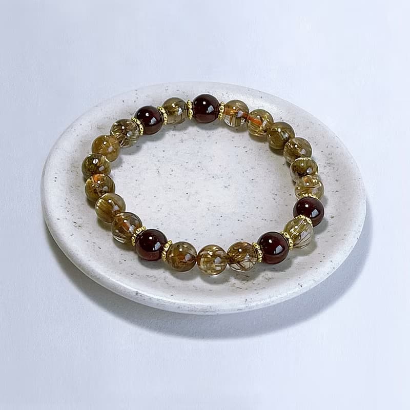 寶石系 天然礦石 鈦晶8 mm 紫牙烏 手鍊