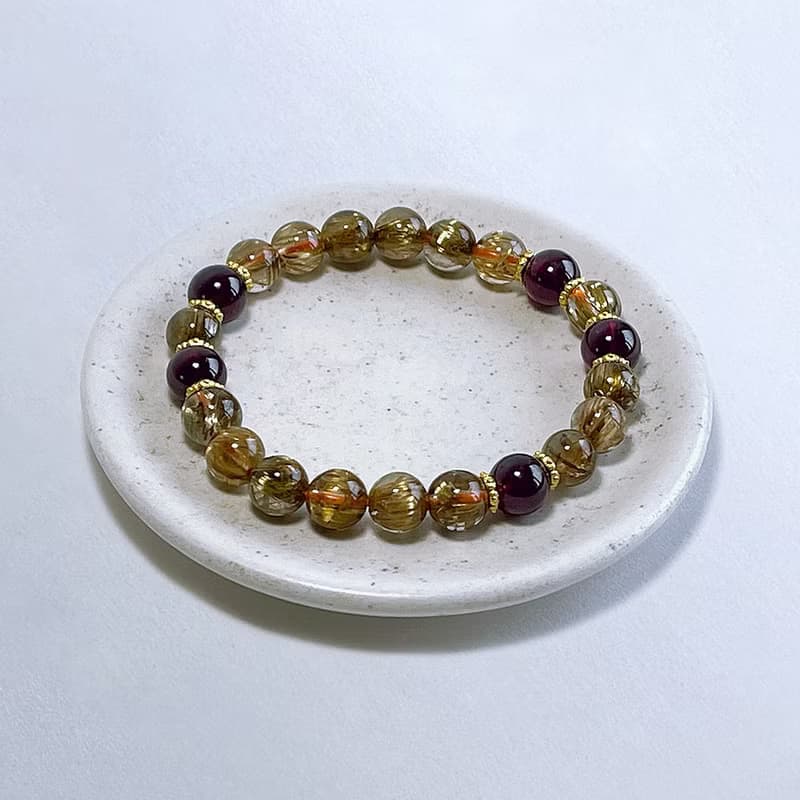 寶石系 天然礦石 鈦晶8 mm 紫牙烏 手鍊