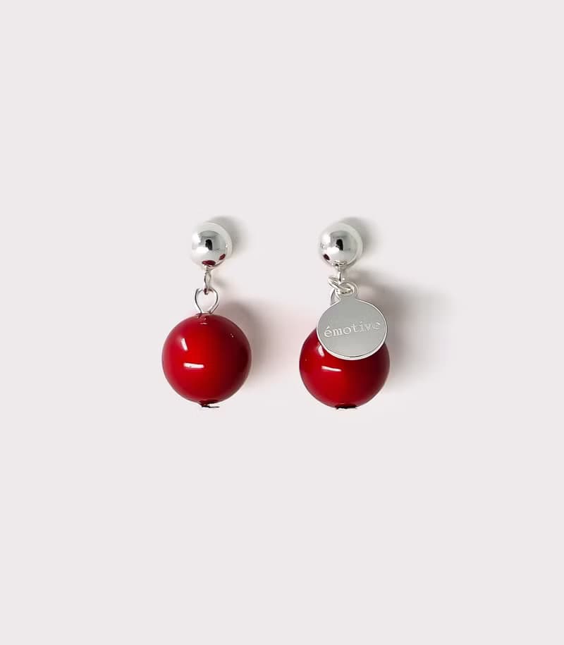 red pearl earring