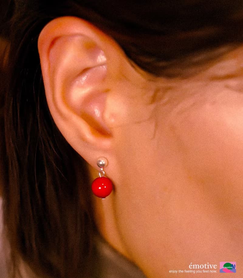 red pearl earring