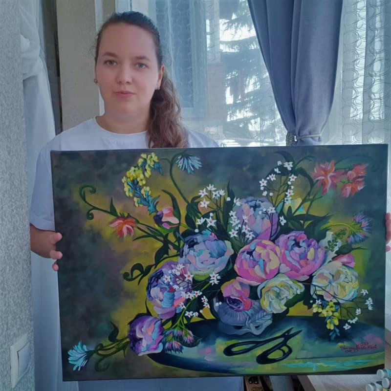 Peony Painting Bouquet Art Still Life Artwork Large Wall Art Canvas Oil Painting