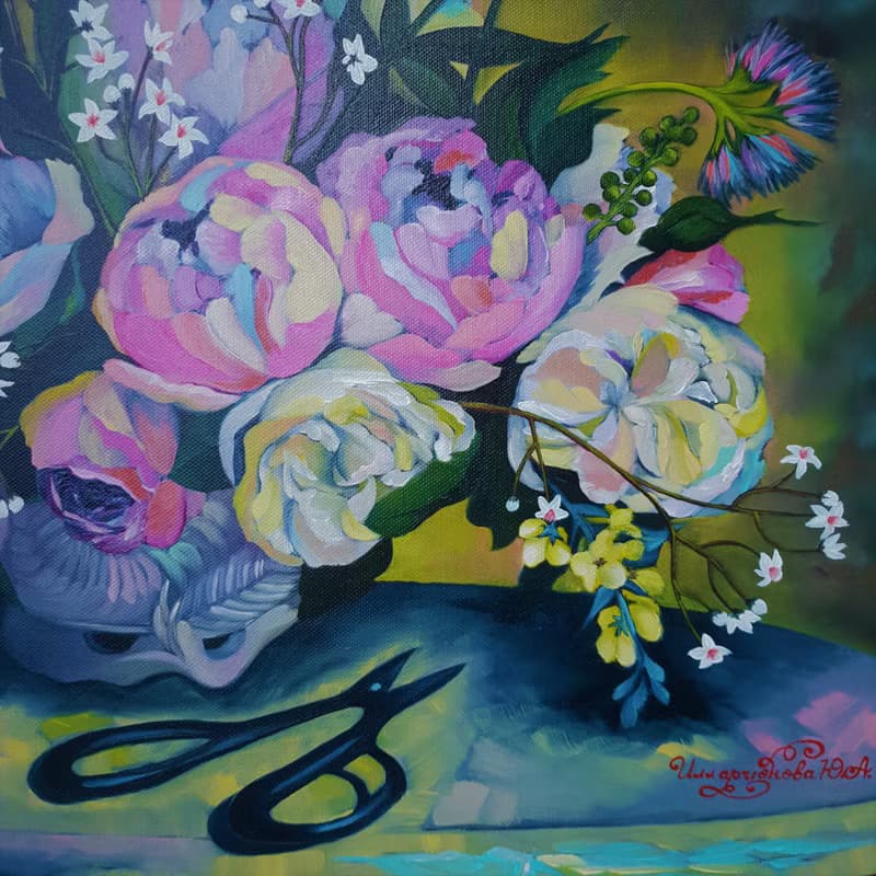 Peony Painting Bouquet Art Still Life Artwork Large Wall Art Canvas Oil Painting