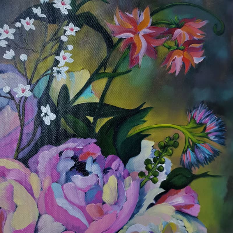 Peony Painting Bouquet Art Still Life Artwork Large Wall Art Canvas Oil Painting