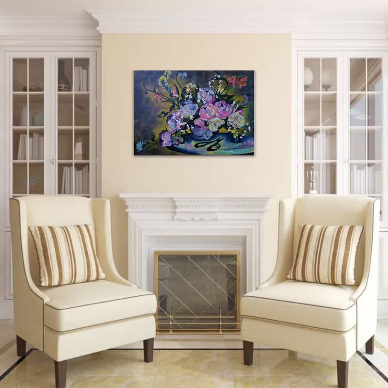 Peony Painting Bouquet Art Still Life Artwork Large Wall Art Canvas Oil Painting