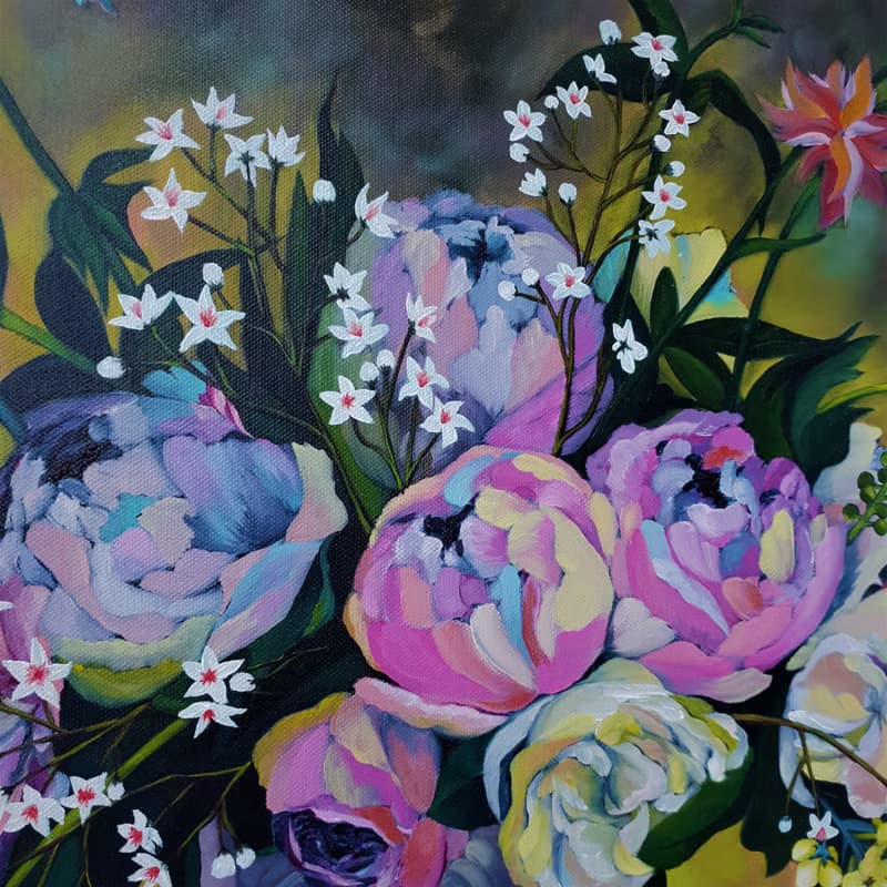 Peony Painting Bouquet Art Still Life Artwork Large Wall Art Canvas Oil Painting