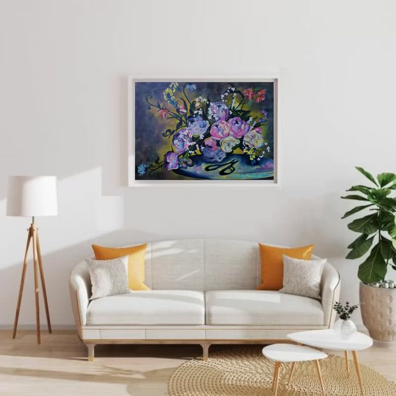 Peony Painting Bouquet Art Still Life Artwork Large Wall Art Canvas Oil Painting