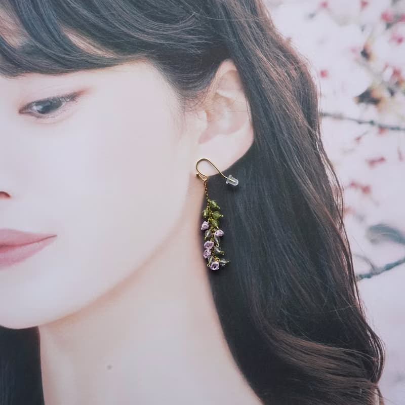 ペリドットとグリーンアメジストの藤の花 ピアス　イヤリング